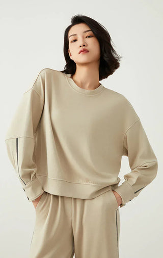 Sage green relaxed acetate-blend sweatshirt, crew neck, dropped shoulders