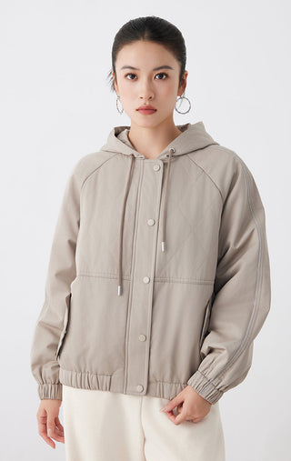 Cotton Blend Women’s Hooded Quilted Jacket