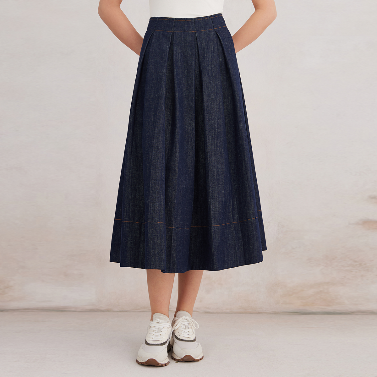 2025 Women’s Cotton Tencel Linen Blend Skirt K3043L