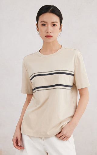 Women's Contrast Stripe Detail Cotton T-Shirt