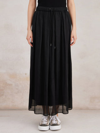 Women’s Silk linen Drawstring Maxi Skirt