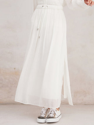 Women’s Silk linen Drawstring Maxi Skirt