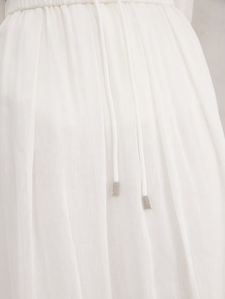 Women’s Silk linen Drawstring Maxi Skirt