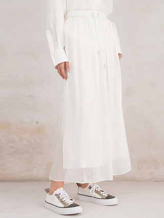 Women’s Silk linen Drawstring Maxi Skirt