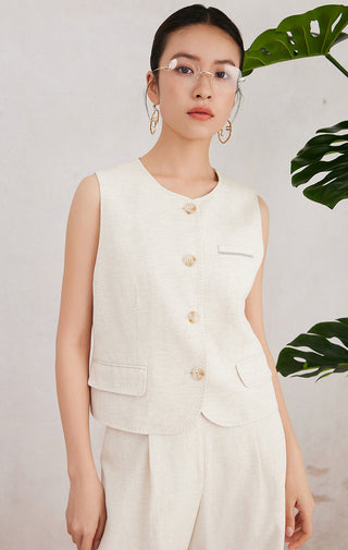 Women's Viscose Cotton-Linen Blend Vest