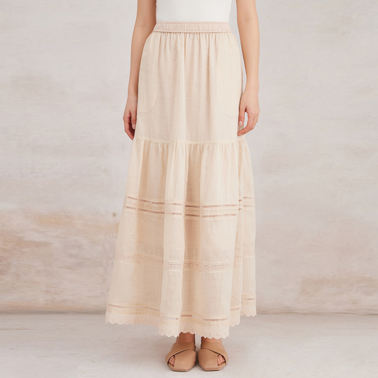 2025 Women's Simple Ramie-Cotton  Lining Skirt