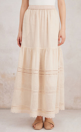 Ramie Tiered Maxi Skirt - serathinan 