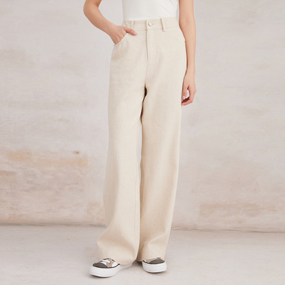 2025 Women's Cotton and Linen Blend Straight-Leg Pants