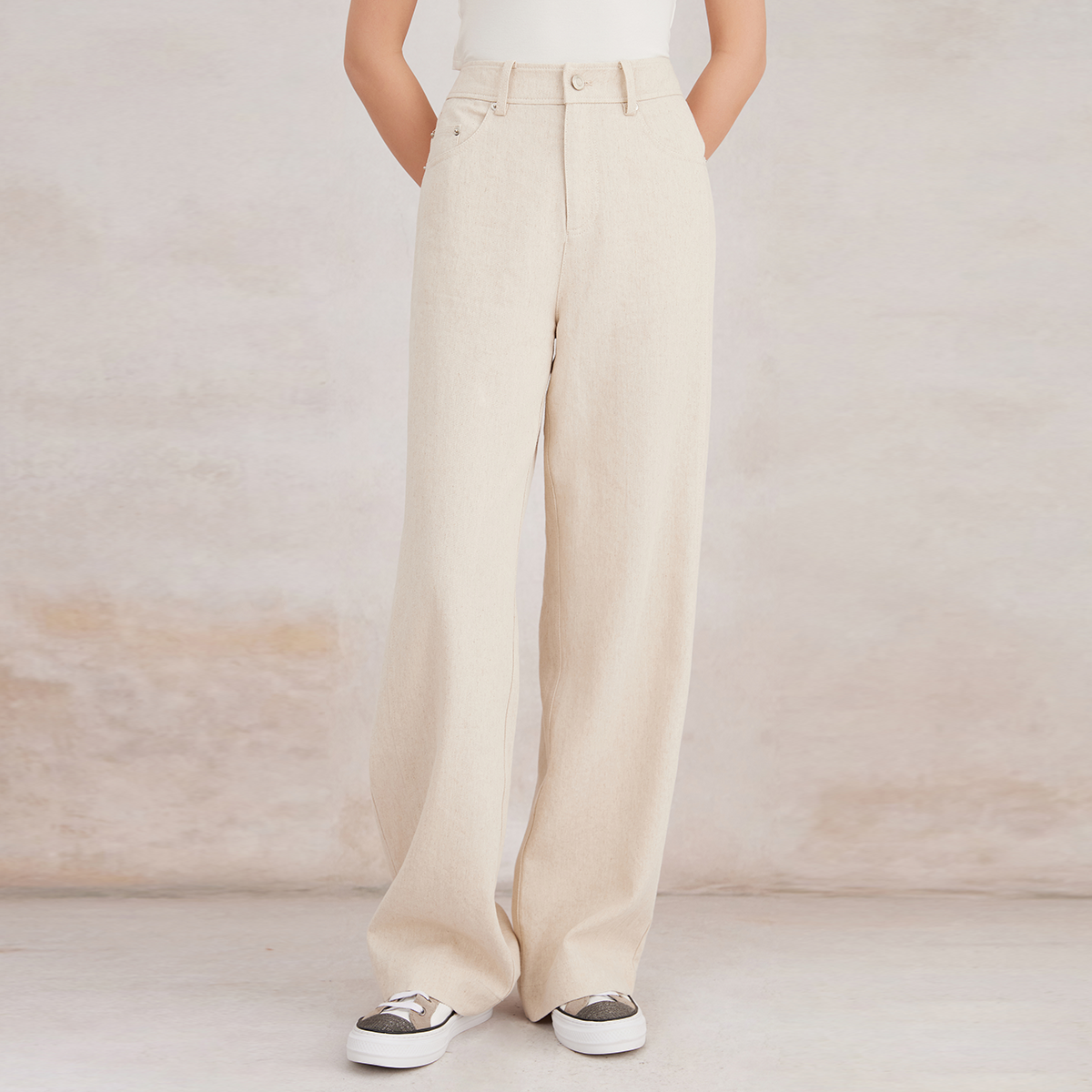 2025 Women's Cotton and Linen Blend Straight-Leg Pants