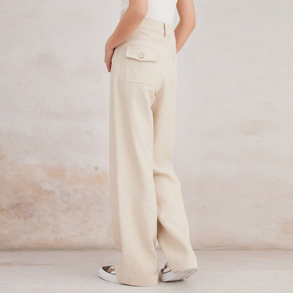 2025 Women's Cotton and Linen Blend Straight-Leg Pants