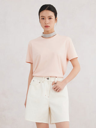 Women's Clothing Cotton Collar Design Short-Sleeved T-Shirt