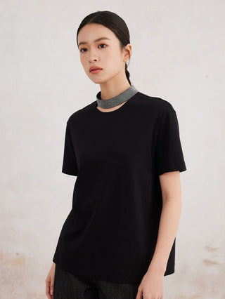 Women's Clothing Cotton Collar Design Short-Sleeved T-Shirt