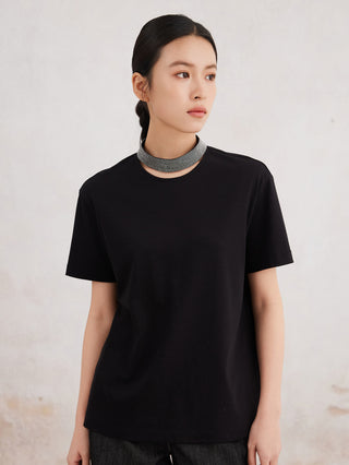 Women's Clothing Cotton Collar Design Short-Sleeved T-Shirt