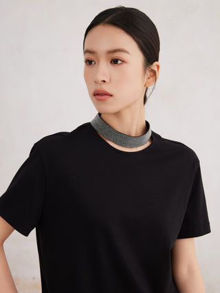 Women's Clothing Cotton Collar Design Short-Sleeved T-Shirt