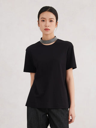 Women's Clothing Cotton Collar Design Short-Sleeved T-Shirt