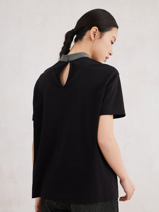 Women's Clothing Cotton Collar Design Short-Sleeved T-Shirt