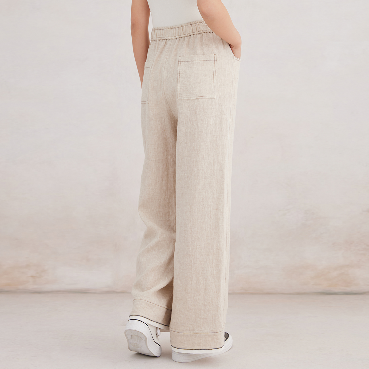 2025 Women's Solid Color Straight-Leg Linen-Cotton Pants K3165X