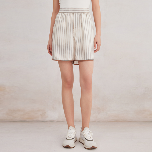 2025 Women's simple silk striped shorts