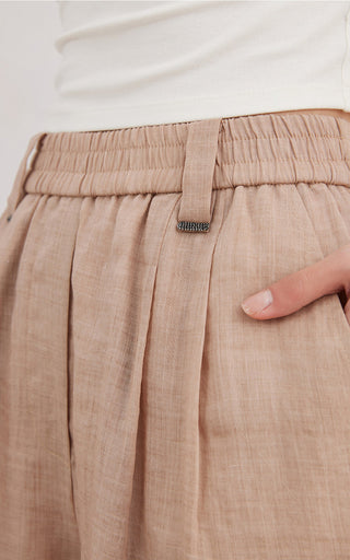 Ramie–Lyocell Tailored Bermuda Shorts - serathinan 