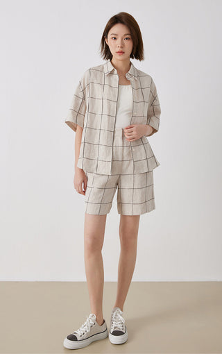 Women’s  Linen Cotton Blend Shorts