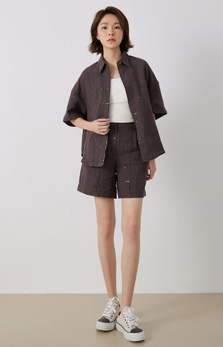 Women’s  Linen Cotton Blend Shorts