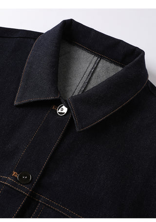 Denim Contrast Stitch Cropped Jacket