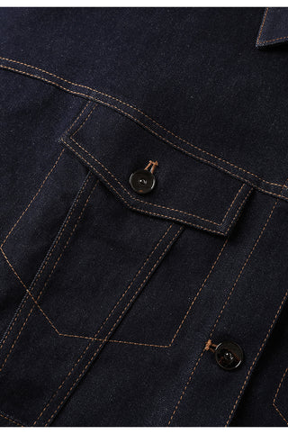 Denim Contrast Stitch Cropped Jacket