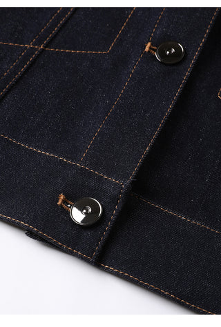 Denim Contrast Stitch Cropped Jacket