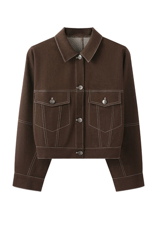 Denim Contrast Stitch Cropped Jacket