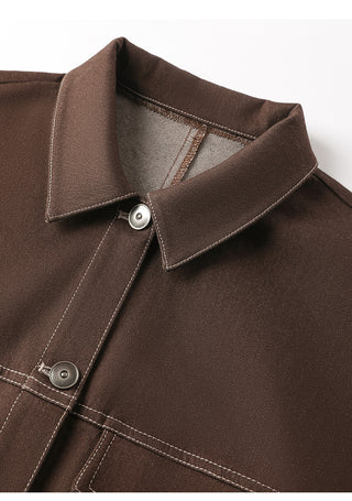 Denim Contrast Stitch Cropped Jacket