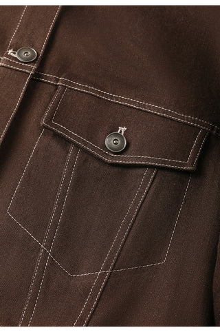 Denim Contrast Stitch Cropped Jacket