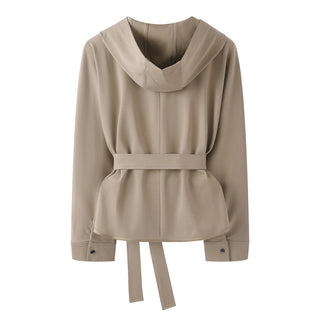 Hooded Cotton Blend Jacket with Beaded Zip