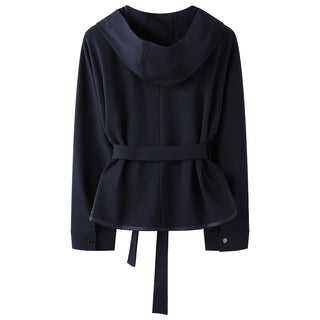 Hooded Cotton Blend Jacket with Beaded Zip