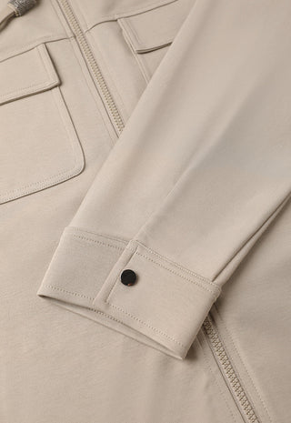 Hooded Cotton Blend Jacket with Beaded Zip