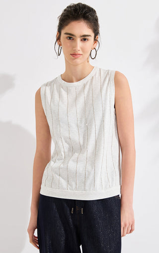 Sleeveless Vertical-Stripe Knit Vest