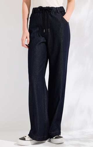 Shimmer-Detail Wide-Leg Denim Pants - serathinan 