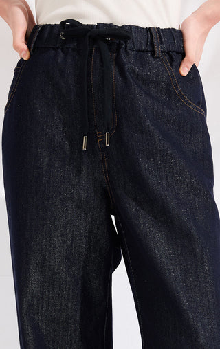 Shimmer-Detail Wide-Leg Denim Pants - serathinan 
