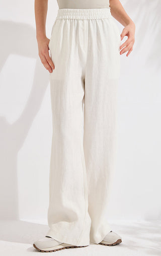 Linen Metallic-Thread Wide-Leg Trousers - serathinan 
