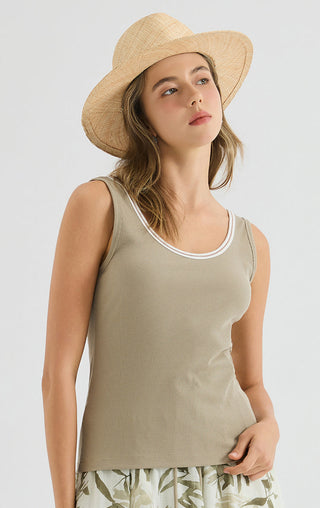 Ribbed Stretch Knit Tank Top