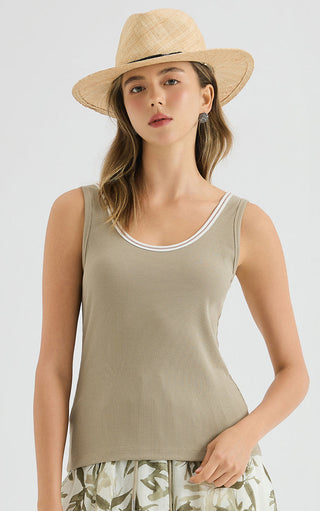 Ribbed Stretch Knit Tank Top