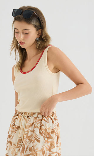 Ribbed Stretch Knit Tank Top
