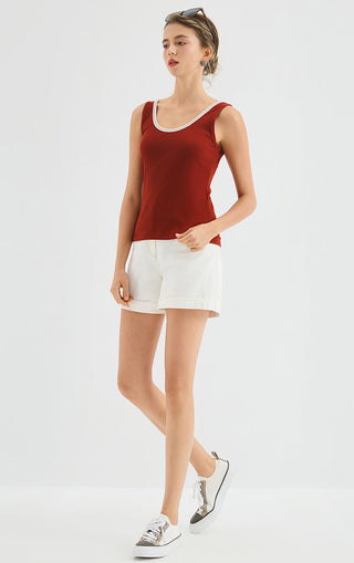 Ribbed Stretch Knit Tank Top