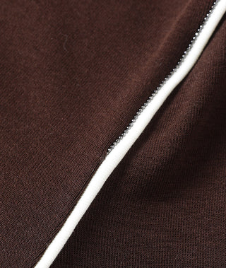 Tencel Wool Contrast-Stitch Long Sleeve Top