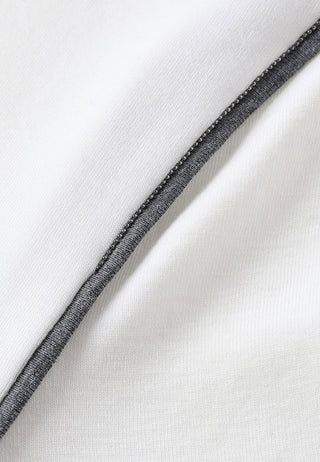 Tencel Wool Contrast-Stitch Long Sleeve Top