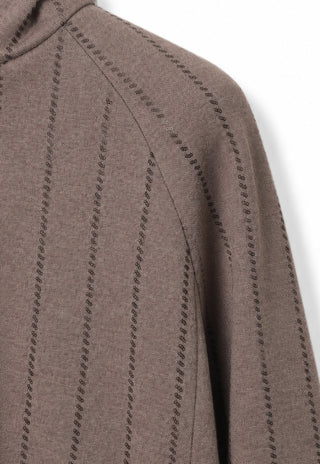 Taupe side panel of hooded zip jacket with vertical sequin pinstripes