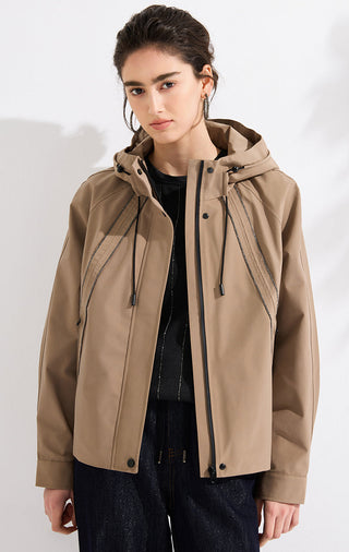 Utility Hooded Jacket with Contrast Details