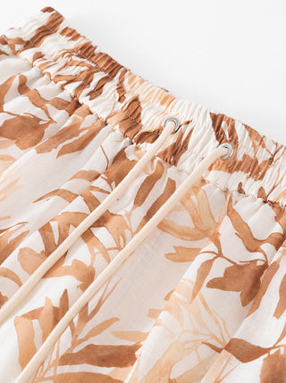 Terracotta Bamboo Leaf Tiered Maxi Skirt