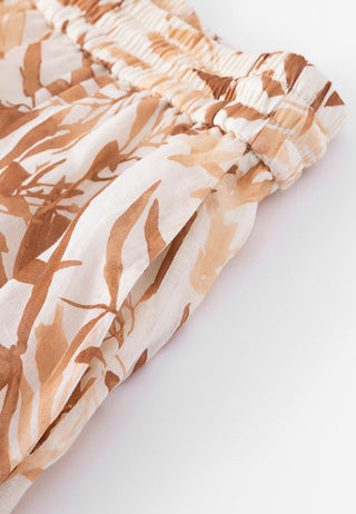 Terracotta Bamboo Leaf Tiered Maxi Skirt