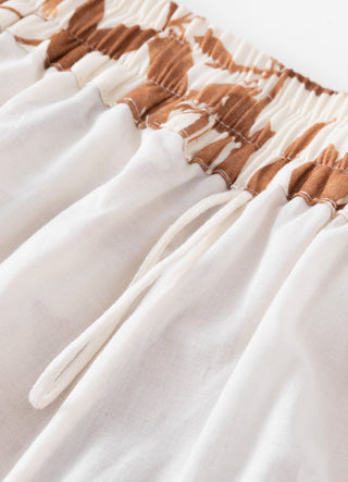 Terracotta Bamboo Leaf Tiered Maxi Skirt
