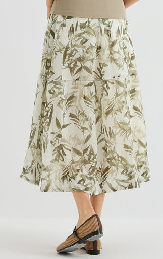 Terracotta Bamboo Leaf Tiered Maxi Skirt